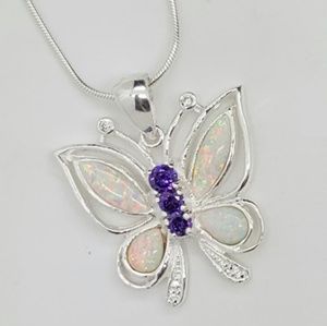 Created Opal Butterfly Pendant